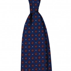 RED SMALL FLOWER ON NAVY tie