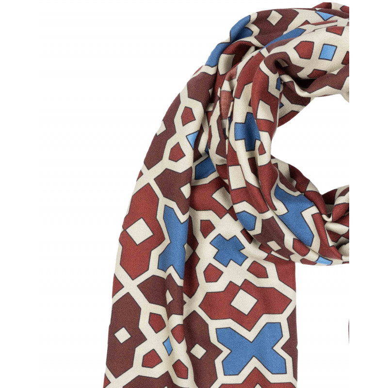 Bordeaux geometric pattern scarf