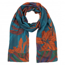 blue-green flowers scarf