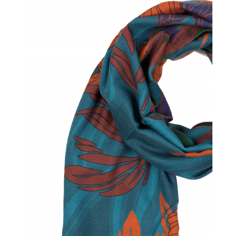 Sciarpa fiori petrolio