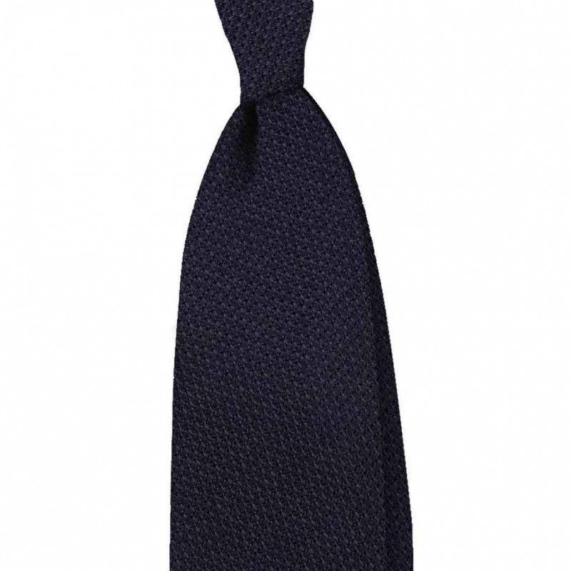 Silk/wool grenadine tie - Navy
