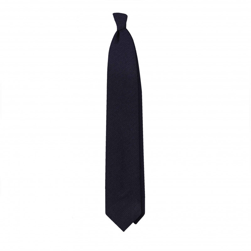 Silk/wool grenadine tie - Navy