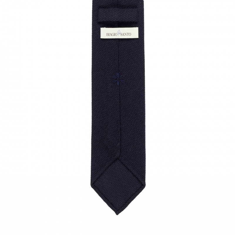 Silk/wool grenadine tie - Navy