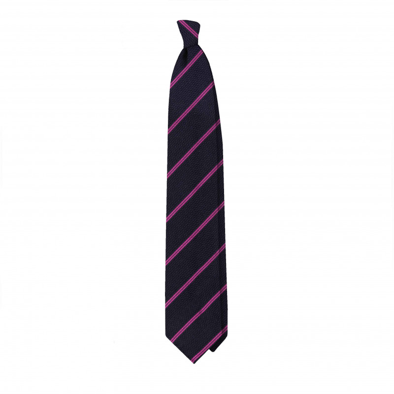 Silk/wool grenadine tie with magenta...