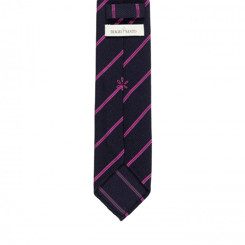 Silk/wool grenadine tie with magenta...