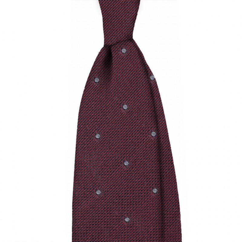 Grenadine tie with grey dots - burgundy