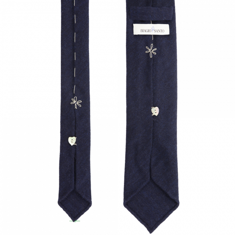 Navy herringbone cashmere