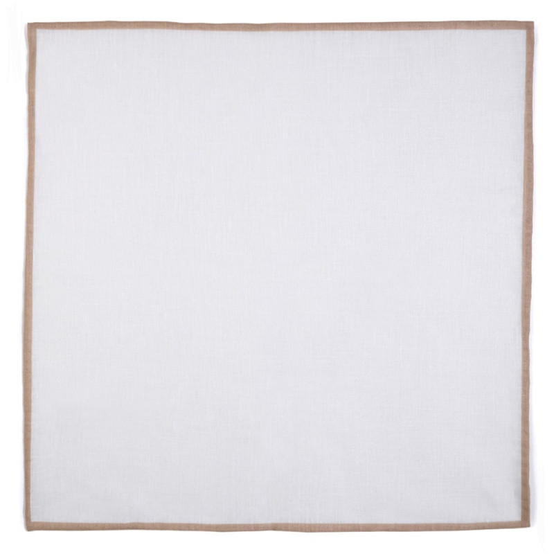 Beige shoestring linen pocket square