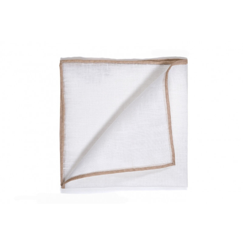 Beige shoestring linen pocket square