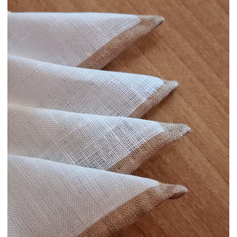 Beige shoestring linen pocket square