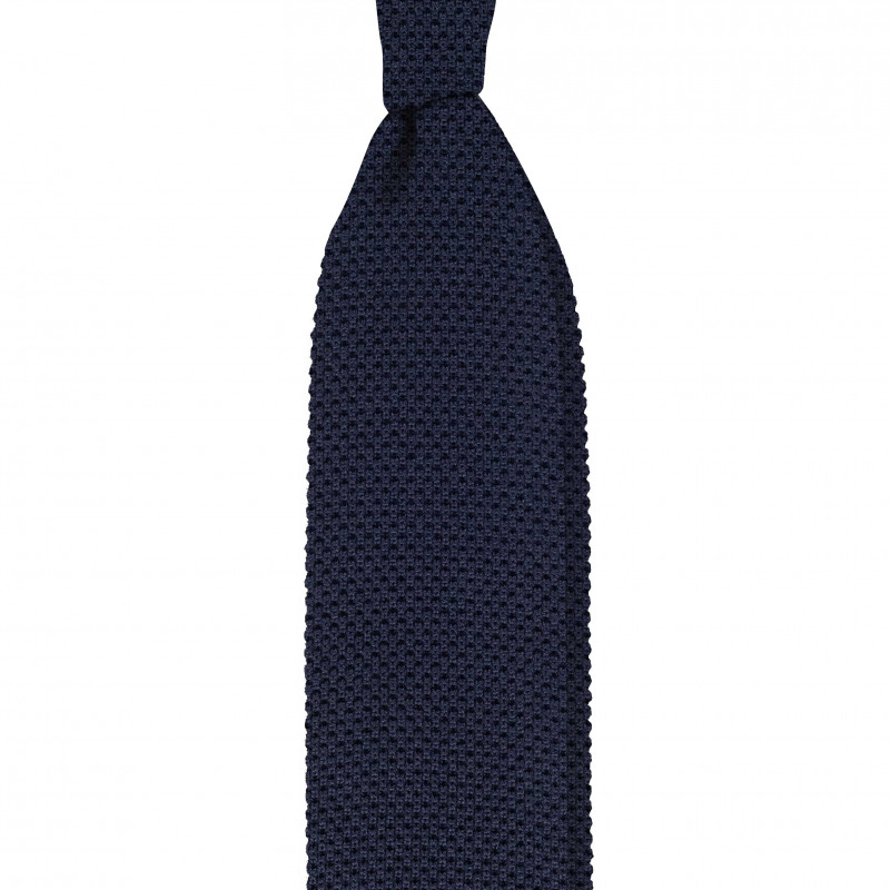 Cravatta a maglia in seta navy