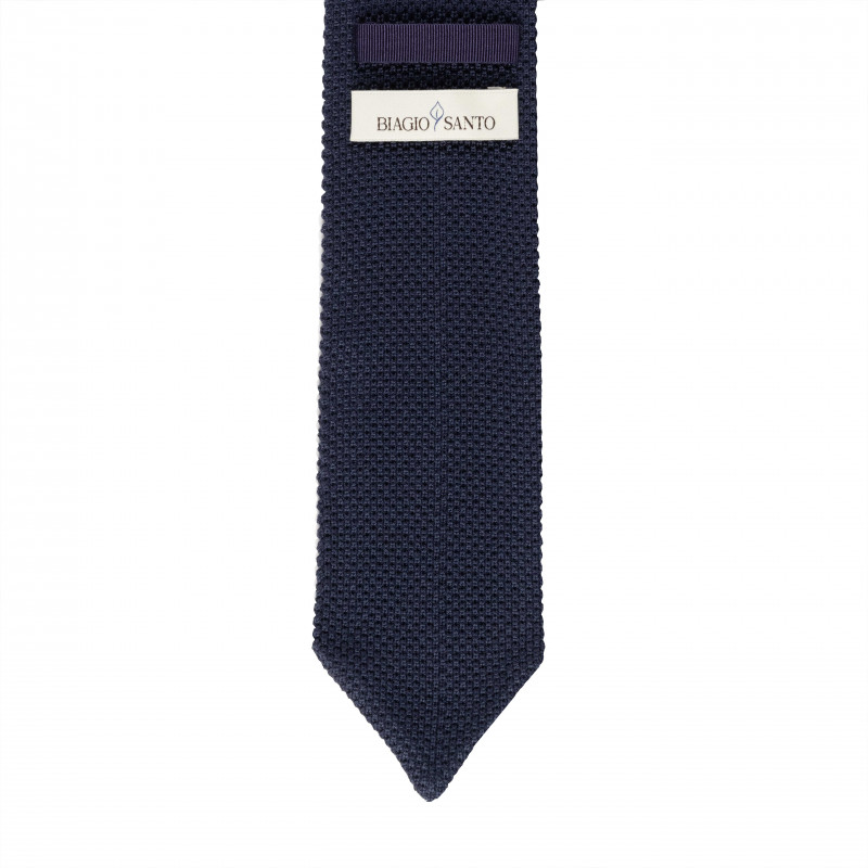 Cravatta a maglia in seta navy