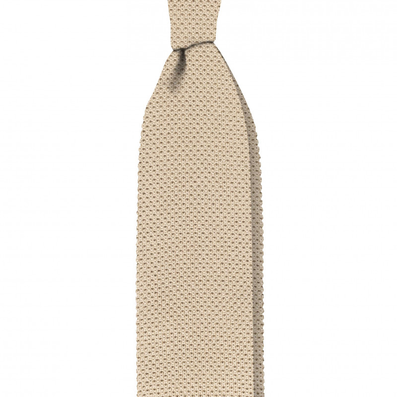 Cravatta a maglia in seta beige
