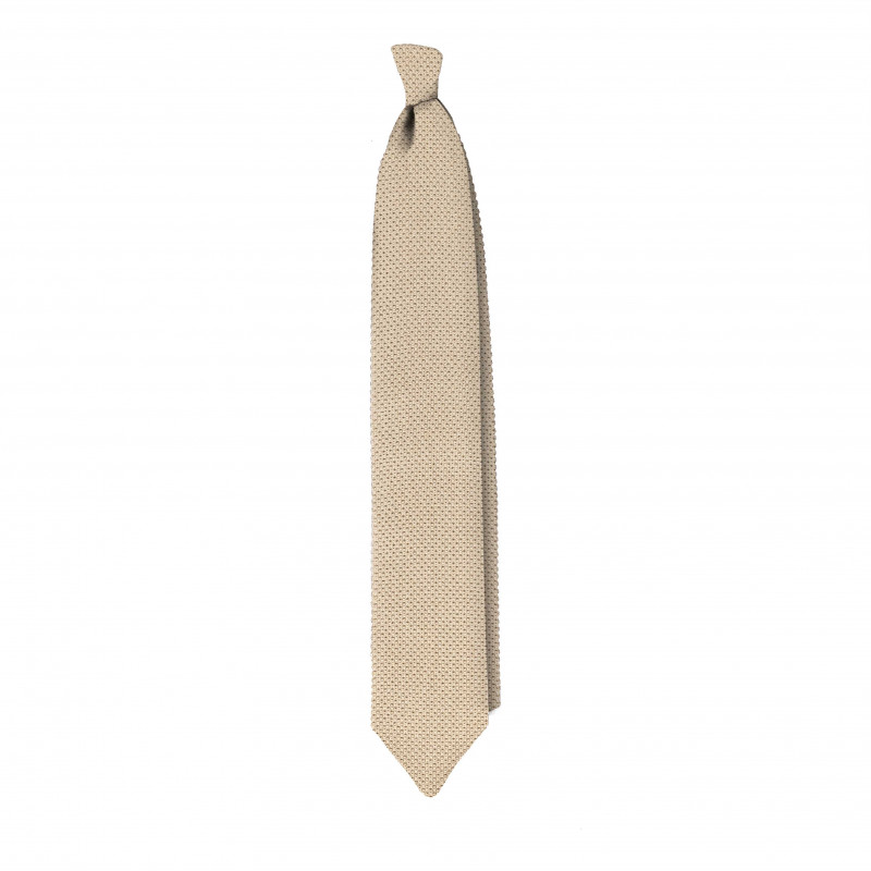 Cravatta a maglia in seta beige