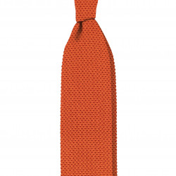 Orange silk knitted tie
