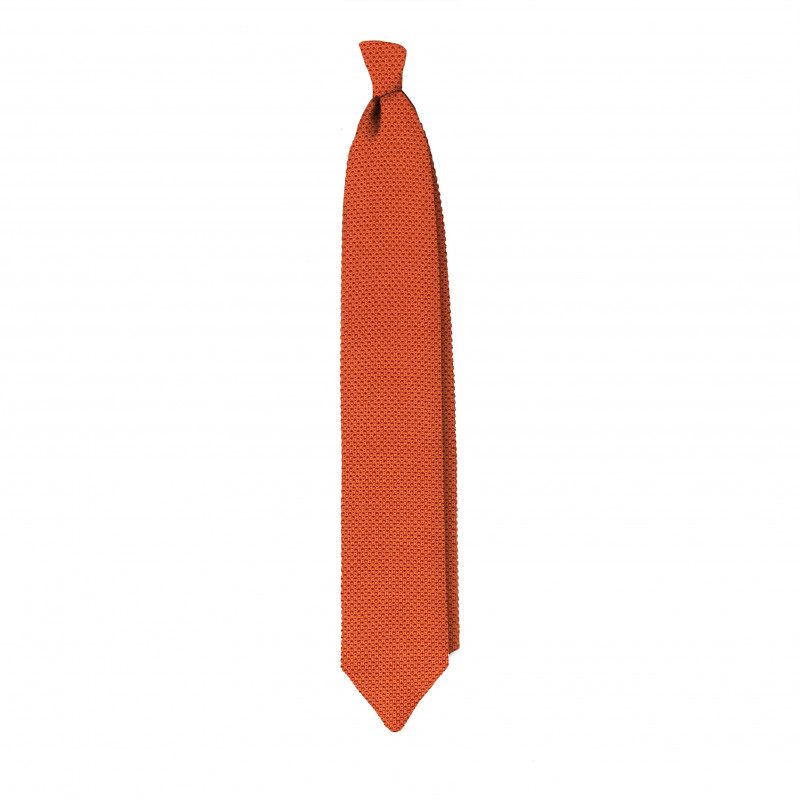 Orange silk knitted tie