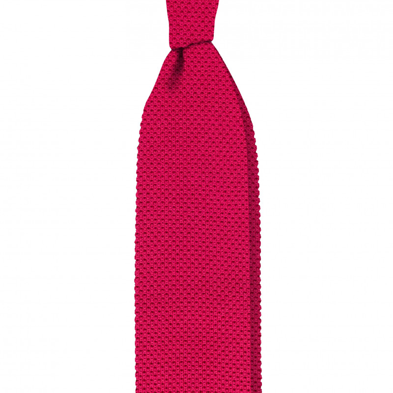 Cravatta a maglia in seta rosa acceso