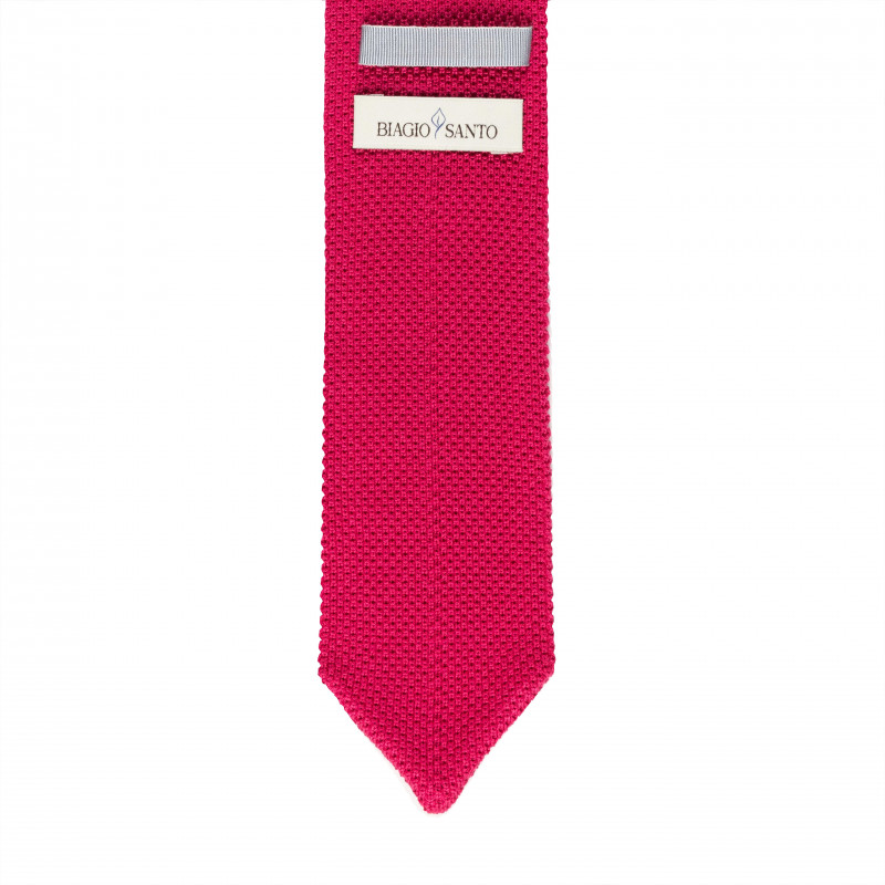 Bright pink silk knitted tie