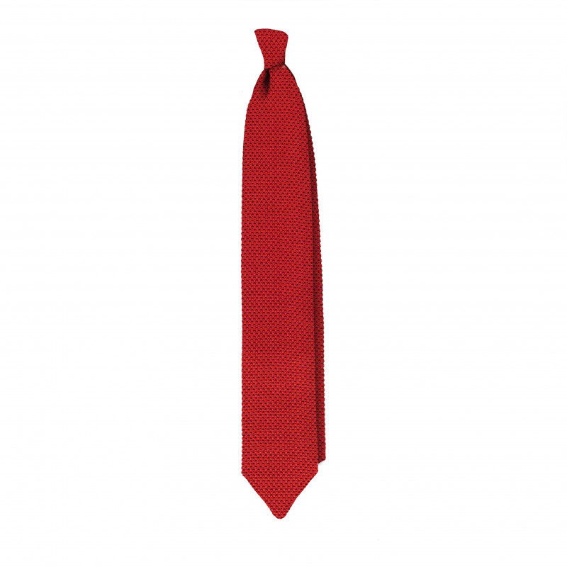Red silk knitted tie