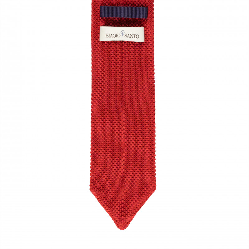 Cravatta a maglia in seta rosso Cravatta a maglia in seta rosso
