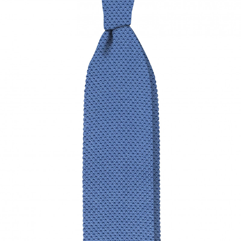 Cravatta a maglia in seta blu savoia