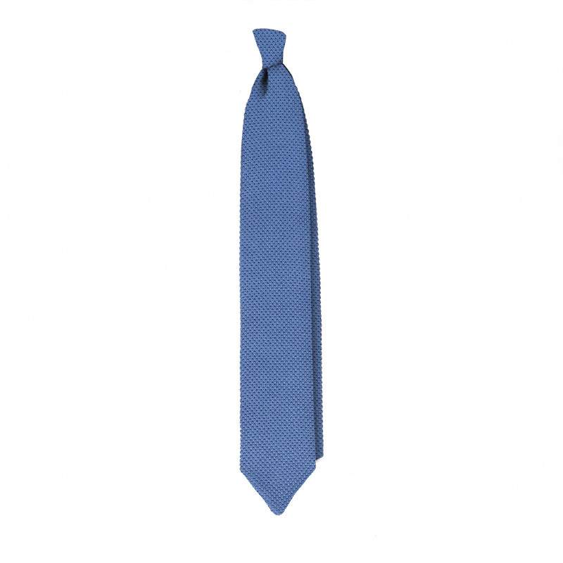 Cravatta a maglia in seta blu savoia