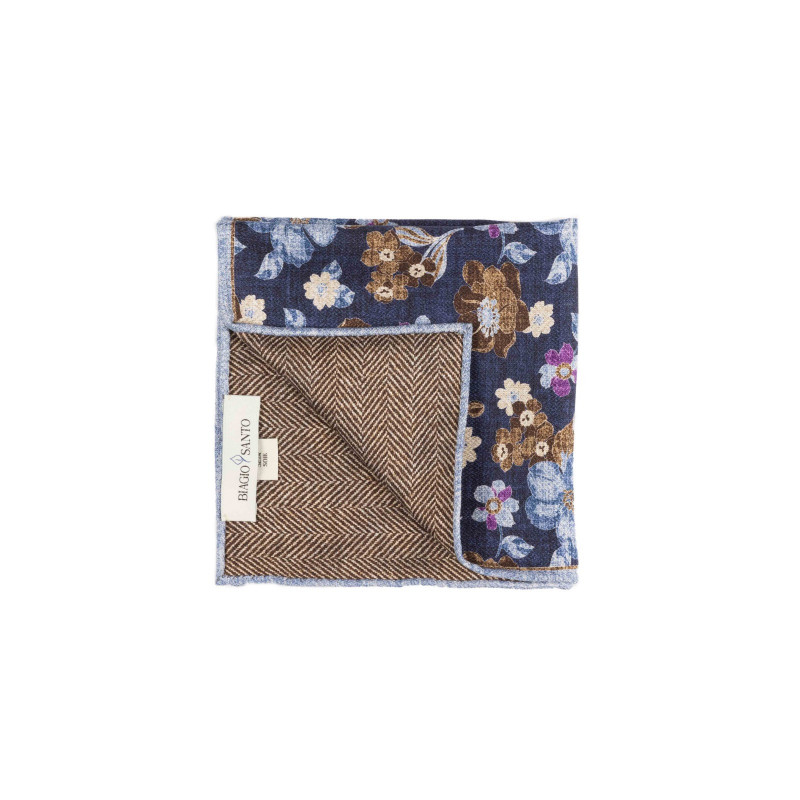 Pochette double face blu a fiori