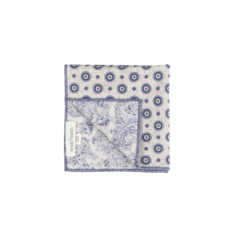 Pochette double face medaglioni blu