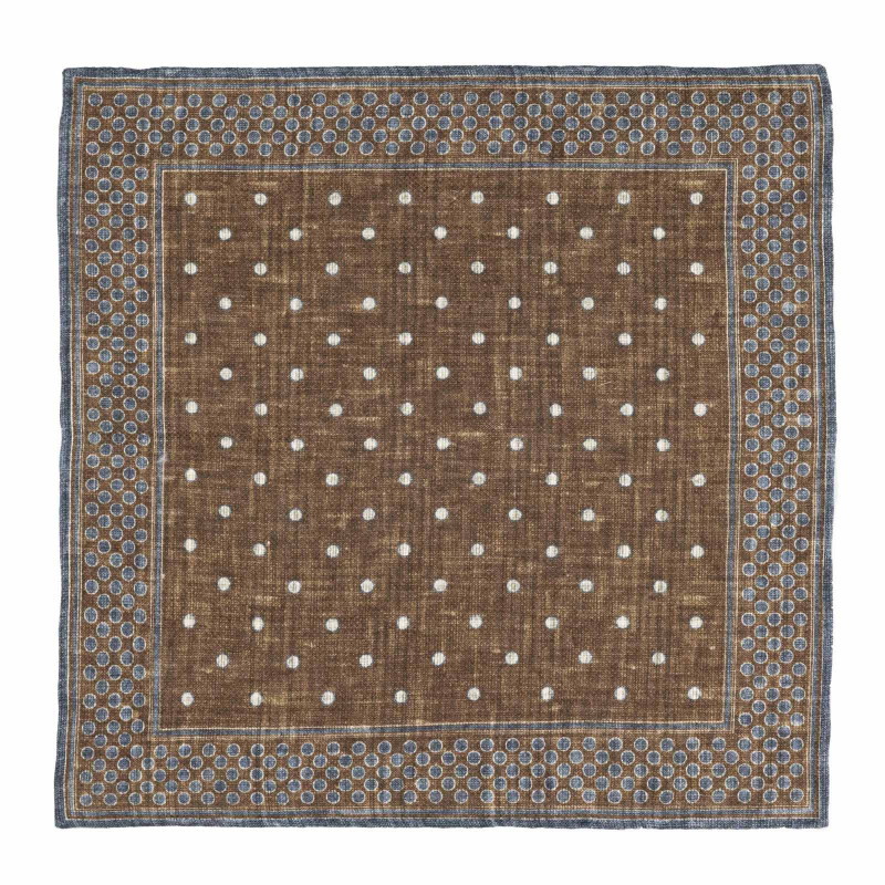 Pochette a pois double face marrone