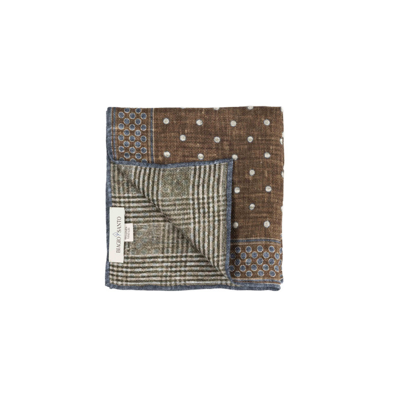 Pochette a pois double face marrone