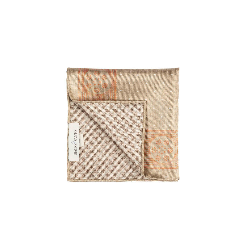 Beige double face pocket square