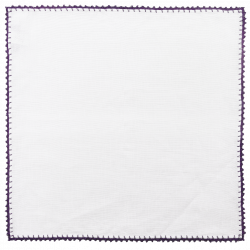 Purple pocket square with pippioli crochet
