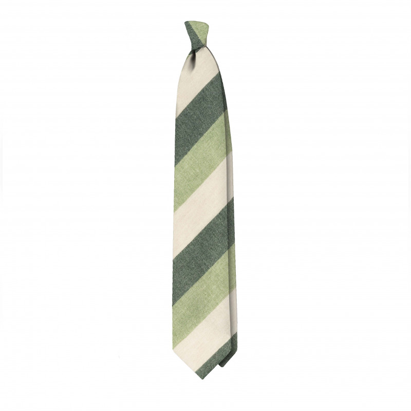 Block stripe cashmere 3 folds tie -...