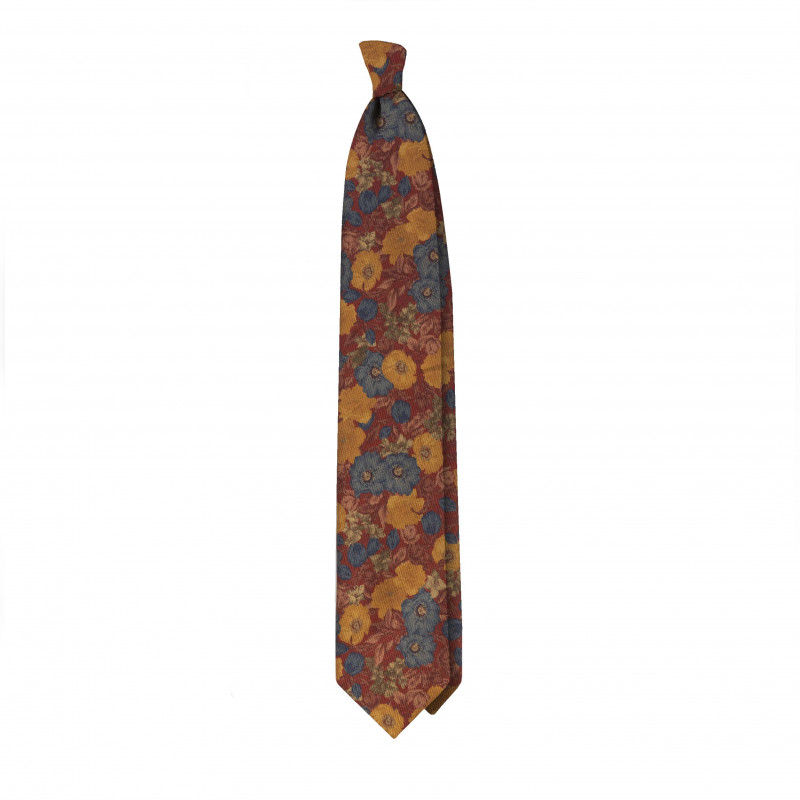 Vintage flower 3 folds tie - Bordeaux
