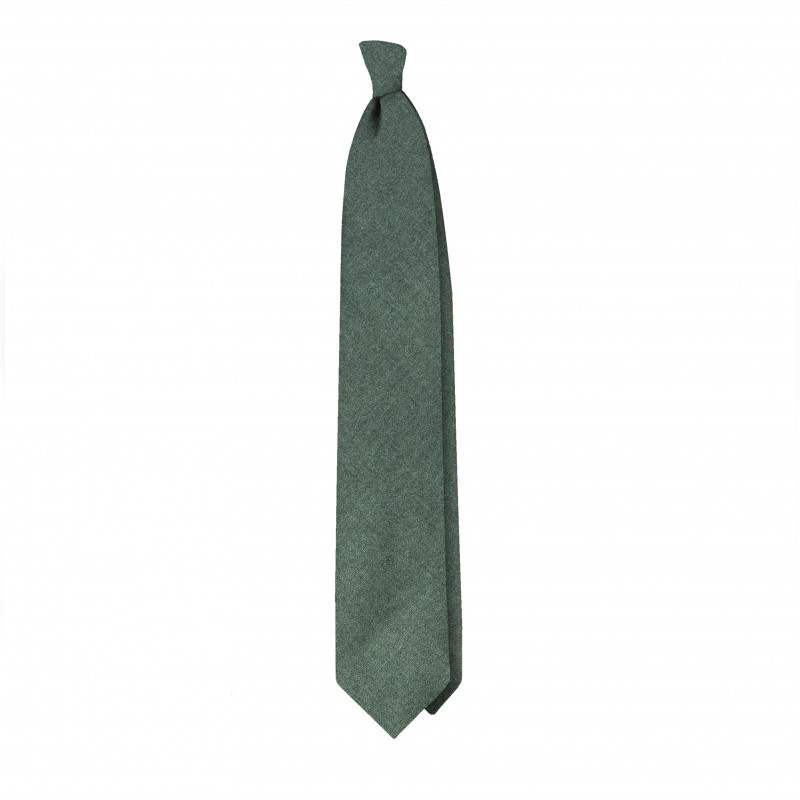 Solid 3 folds silk/cashmere tie - Green Solid 3 folds silk/cashmere tie - Green