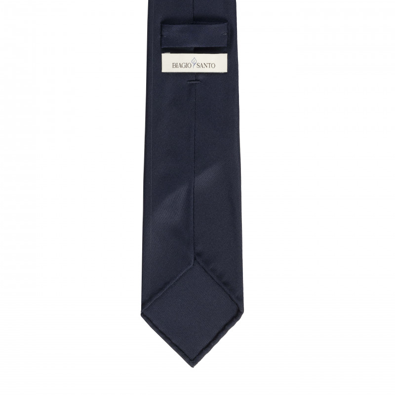 Solid twill silk 7 folds tie - Navy
