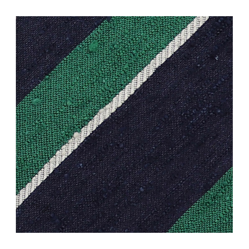 Stripe shantung 3 folds tie - Navy/green