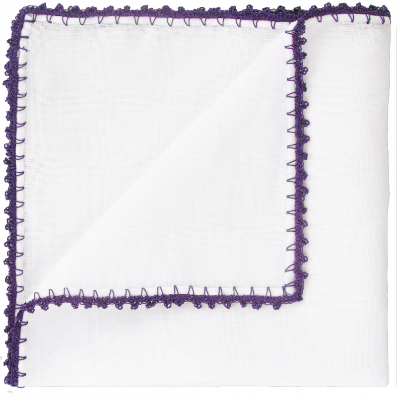 Purple pocket square with pippioli crochet Purple pocket square with pippioli crochet