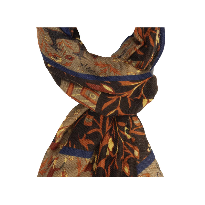 Elephant motif printed wool/cashmere... Elephant motif printed wool/cashmere...