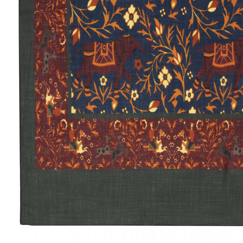 Elephant motif printed wool/cashmere... Elephant motif printed wool/cashmere...