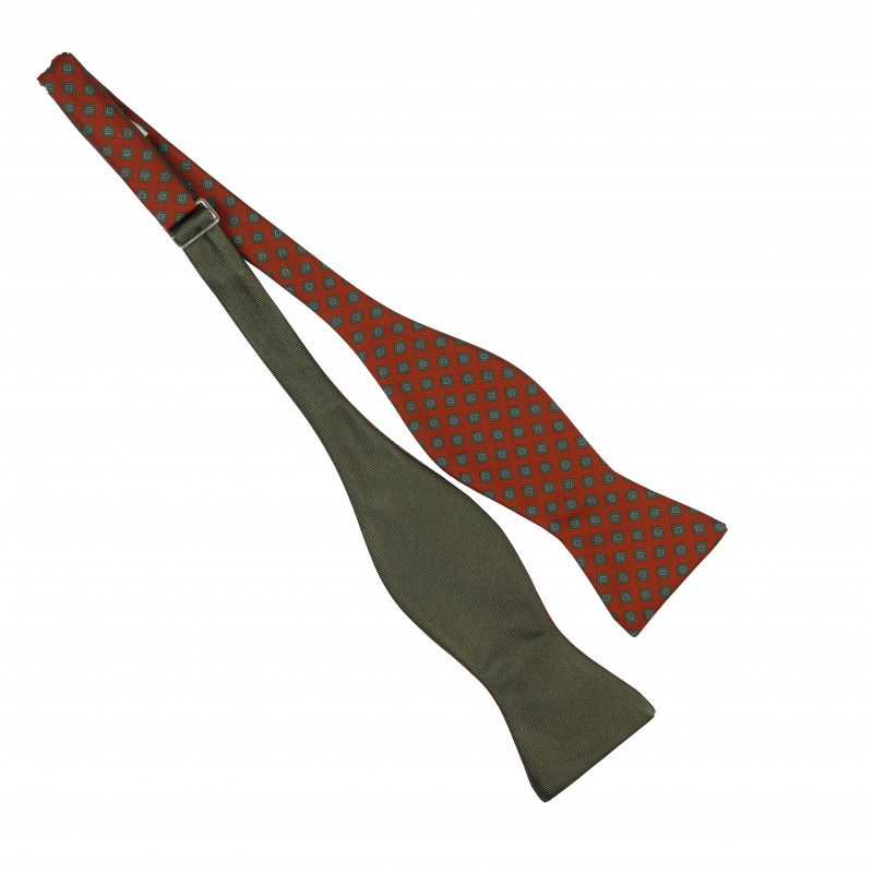 Double face self bow tie - Rust/green Double face self bow tie - Rust/green