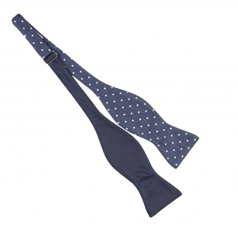 Double face self bow tie - Blue dots