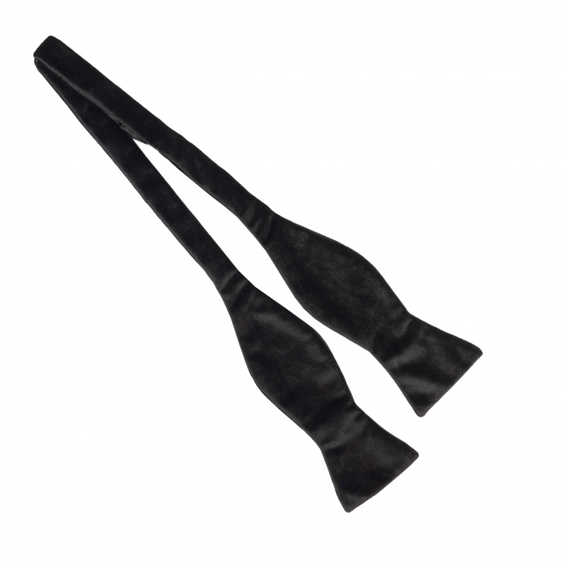 Velvet self bow tie - Black
