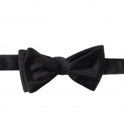 Velvet self bow tie - Black