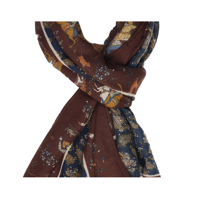 Sciarpa cashmere/lana stampata motivo...