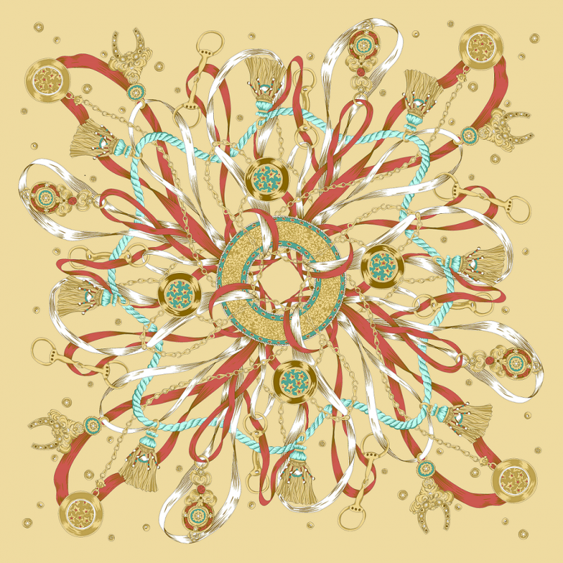 Foulard seta con motivo catena - Avorio Foulard seta con motivo catena - Avorio