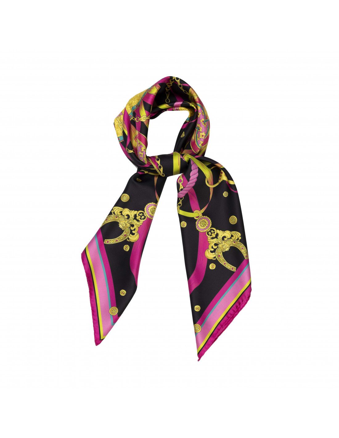 Cravatta Sottile TigerTie In Pura Seta - Nero Con Motivo Floreale, Lunghezza 150 Cm, Larghezza 6 Cm