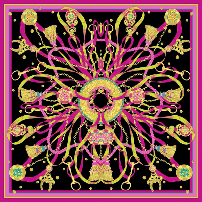 Silk Chain motif fuolard- Black/pink