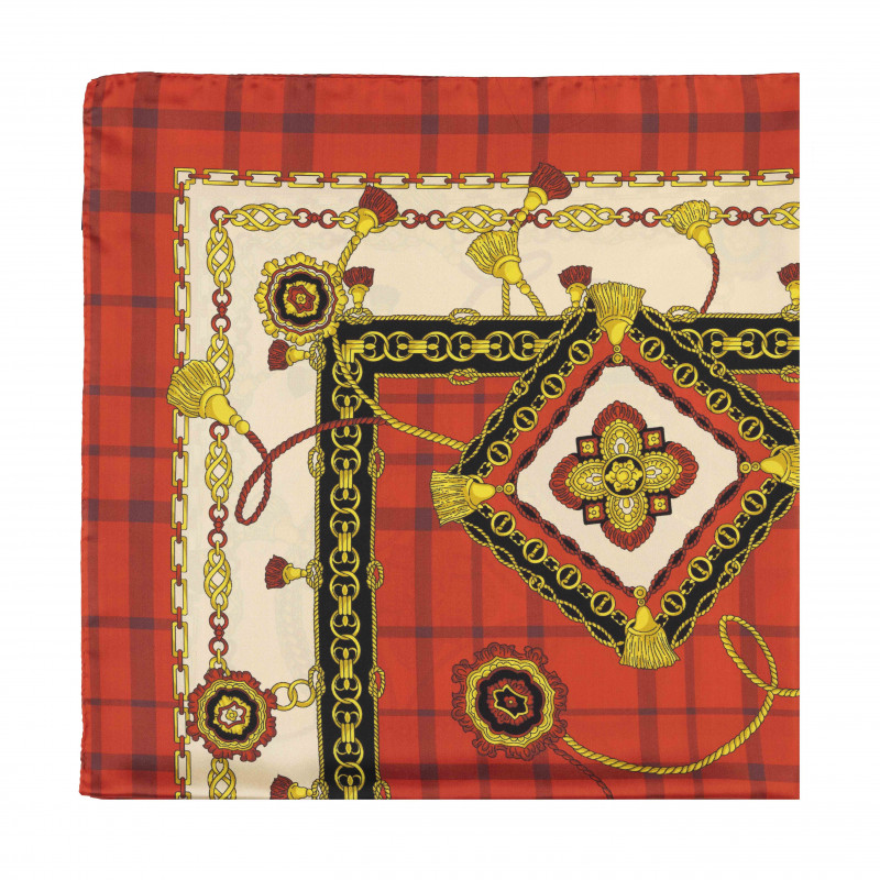 Foulard seta catene oro - Rosso