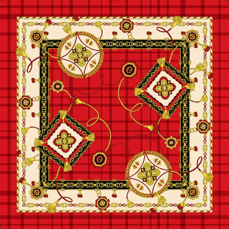 Foulard seta catene oro - Rosso
